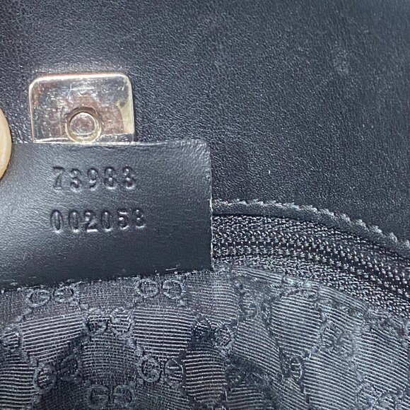 GUCCI Web Sherry Line Black Denim and Leather Trim  Tote Bag - Picture 8 of 9